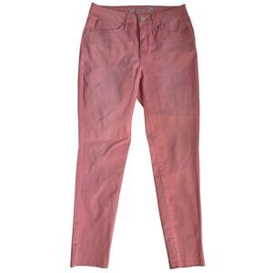 Seven Women's Mid Rise Ankle Skinny Denim Jeans‎ Raw Hem Stretch Size 10 Pink